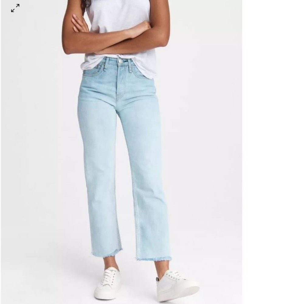 Rag & Bone Maya High Rise Ankle Straight Jeans in Teal North Shore Size 28